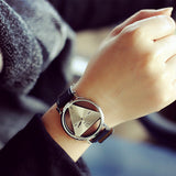 Triangle skeleton watch women Delicate transparent hollow leather strap