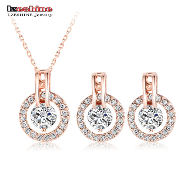 Jewelry Sets Rose Gold Color Necklace/Earring