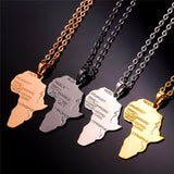 Africa Necklace Gold Color Pendant & Chain African Map Gift