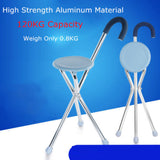 1pc Adjustable Folding Portable Aluminium Walking Stick Tripod Stool Health Care