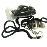 Metal Referee Whistle with Black Lanyard for Training, Emergency, Survival