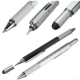 6 in 1 multifunction Ballpoint Pen Handy Tech Pen Screwdriver Ruler Spirit Level Metal Ballpen