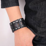 Unisex Wide Leather Bracelets & Bangles Wristband Vintage Punk