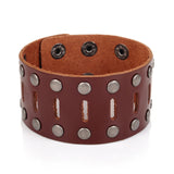 Unisex Wide Leather Bracelets & Bangles Wristband Vintage Punk