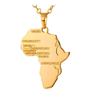 Africa Necklace Gold Color Pendant & Chain African Map Gift