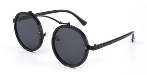 Gothic Steampunk Sunglasses Men Women Metal Wrap Eyeglasses Round Shades Mirror UV400