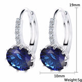 Luxury Ear Stud Earrings For Women 12 Colors Round With Cubic Zircon Charm