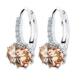 Luxury Ear Stud Earrings For Women 12 Colors Round With Cubic Zircon Charm