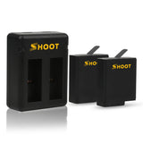 SHOOT Dual Port Battery Charger With 2pcs 1220mAh Battery for GoPro Hero 5 Black Camera For Go Pro Hero 5 Changing Accessory Set