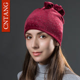 Rhinestones Velvet Hats Winter Warm Fashion Tied hair