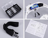 Adjustable 5 Lens Magnifier LED Light Headband With Lamp