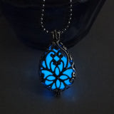 Retro Hollow Out Water Drop Pendant Necklace Glow Bright In Dark Copper Necklace fashion Jewelry