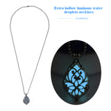 Retro Hollow Out Water Drop Pendant Necklace Glow Bright In Dark Copper Necklace fashion Jewelry