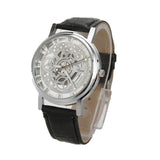 Watch Skeleton Hollow Out  Business Quartz Military Sport Leather Band