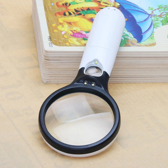 3 LED Light 45X Magnifying Glass Lens Handheld Reading