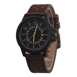 Fashion  Men Retro Design Leather Band Analog Alloy Quartz Wrist Watch