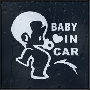 Lovely Funny Child Boys Baby In Car on Board Car Sticker Cute Cartoon Decoration