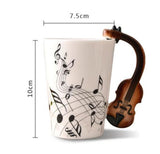 Music Violin Style Guitar Ceramic Mug Coffee Tea Milk with Handle